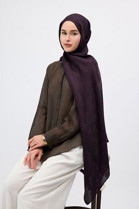 شال بنفش زنانه ابریشم Qef - کد 949408327