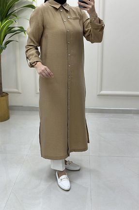 تونیک حجاب قهوه ای زنانه پنبه پلی استر Armine - کد 950076978