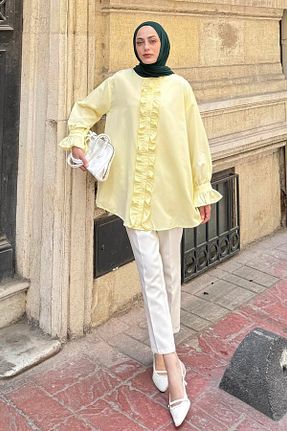 تونیک حجاب زرد زنانه ویسکون lamelif - کد 950203471