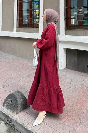 لباس حجاب زرشکی زنانه اورسایز lamelif - کد 949591379