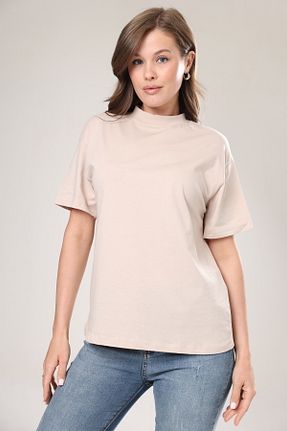 تیشرت بژ زنانه رگولار Tight Lady - کد 949593050