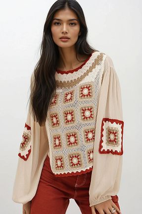 بلوز بژ زنانه ساده Trend Alaçatı Stili - کد 192327351