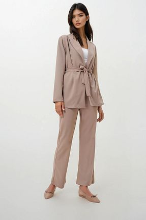 ست بالاتنه و پائین تنه بژ زنانه بافتنی Trend Alaçatı Stili - کد 860668345