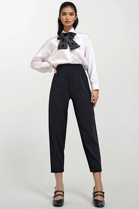 شلوار مشکی زنانه الاستین Trend Alaçatı Stili - کد 848883362