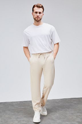 شلوار بژ مردانه الاستان - ویسکون - پلی استر HLT JEANS - کد 946033338