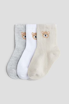 جوراب بژ بچه گانه پنبه ای H&M - کد 858284749