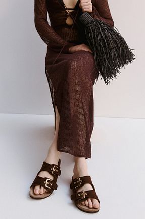 صندل قهوه ای زنانه چرم مصنوعی H&M - کد 930455742