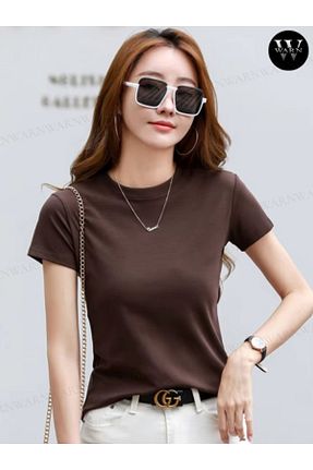 تیشرت قهوه ای زنانه اسلیم فیت warn - کد 946611064