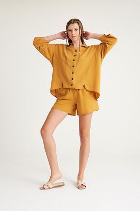 شلوارک و برمودا نارنجی زنانه Relaxed Tola Tola Etnik Giyim - کد 938090204
