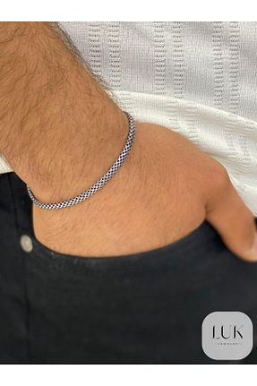 دستبند نقره طوسی مردانه 925 عیار LUK JEWERLY - کد 897959993