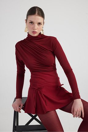 بلوز زرشکی زنانه ساده HOLLY LOLLY - کد 780080869