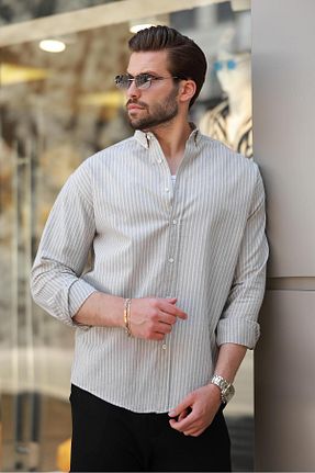 پیراهن طوسی مردانه رگولار Madmext - کد 840123543