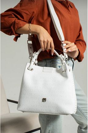 کیف دوشی سفید زنانه چرم مصنوعی Just Polo - کد 848493838