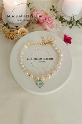دستبند جواهر رنگی زنانه مروارید MinimalistTasarım - کد 851721111