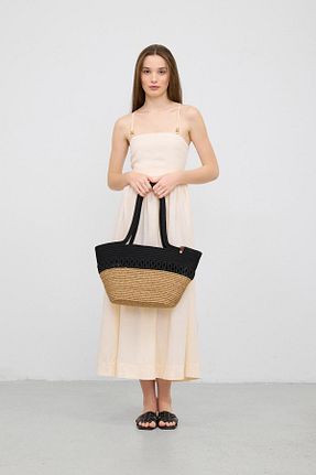 کیف ساحلی مشکی زنانه حصیر Shule Bags - کد 927957763