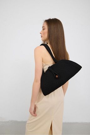کیف ساحلی مشکی زنانه حصیر Shule Bags - کد 927957766