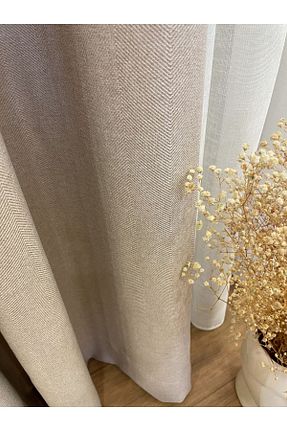 پرده زمینه بژ کتان Brillant - کد 800028094