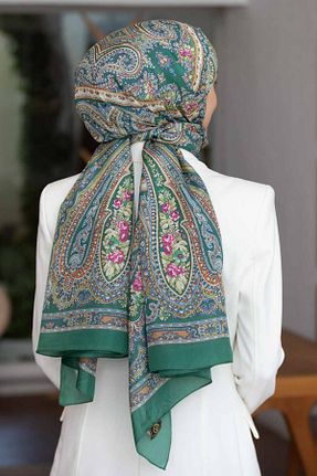 شال آبی زنانه ابریشم Vissona - کد 917777797