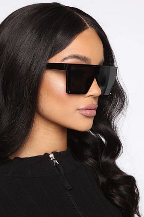 عینک آفتابی مشکی زنانه 56 Chunky Frame - کد 905759904