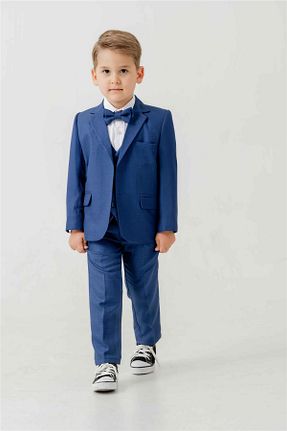 کت و شلوار سرمه ای بچه گانه یقه نوک تیز Pina Kids - کد 948025442
