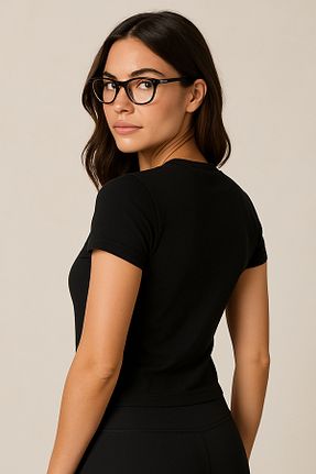 تیشرت مشکی زنانه رگولار midfit - کد 931096732