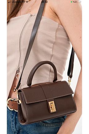 کیف دوشی قهوه ای زنانه چرم مصنوعی zetus - کد 944617677