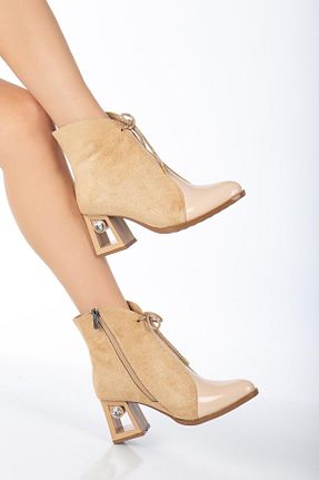 بوت / نیم بوت بژ زنانه چرم مصنوعی SUİNS SHOES - کد 782261152