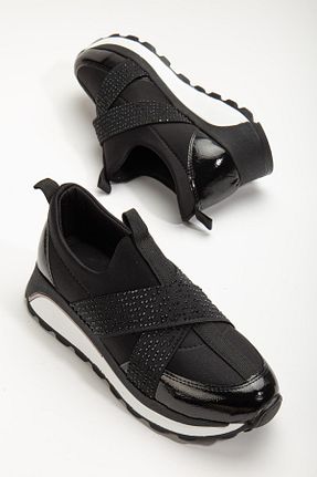 کفش اسنیکر مشکی زنانه چرم مصنوعی SUİNS SHOES - کد 804097603