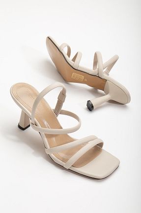 کفش پاشنه بلند کلاسیک بژ زنانه پارچه SUİNS SHOES - کد 811683316