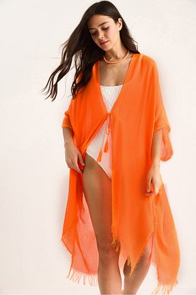 کیمونو و کافتان نارنجی زنانه %100 پنبه Bianco Lucci - کد 732007990