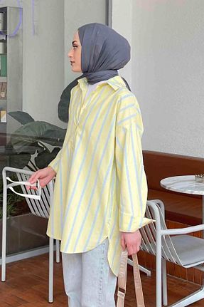 پیراهن حجاب زرد زنانه اورسایز lamelif - کد 814237386