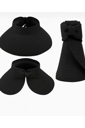کلاه مشکی زنانه حصیر Axesoire - کد 819407137