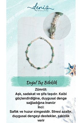دستبند جواهر رنگی زنانه مروارید Deniz Doğal Taş - کد 925798789