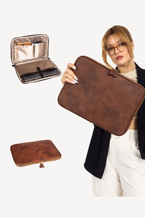 کیف لپ تاپ و مدارک قهوه ای زنانه چرم مصنوعی mussen - کد 903286837