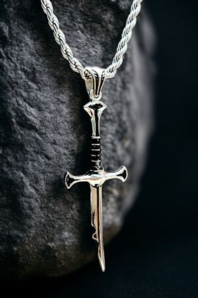 گردنبند استیل ( فولاد ) سفید مردانه روکش نقره AK STORE SİLVER - کد 932573491