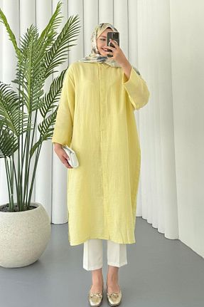 تونیک حجاب زرد زنانه مخلوط ویسکون Modaensarbutik - کد 947818469