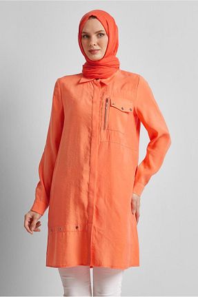 تونیک حجاب نارنجی زنانه مخلوط پلی استر Alvina - کد 947719248