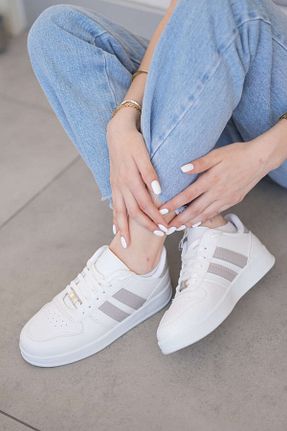 کفش اسنیکر سفید زنانه بند دار Elvin Shoe - کد 947762618
