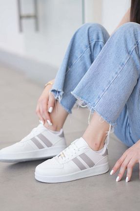 کفش اسنیکر سفید زنانه بند دار Elvin Shoe - کد 947762618