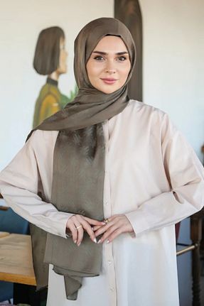 شال خاکی زنانه پنبه پلی استر Armine - کد 947772778