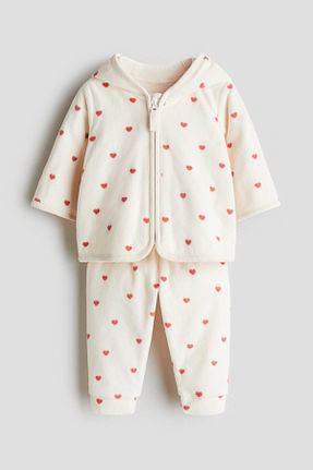 ست نوزادی سفید بچه گانه پنبه ای H&M - کد 948337307