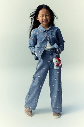شلوار جین آبی بچه گانه پاچه گشاد H&M - کد 948338766