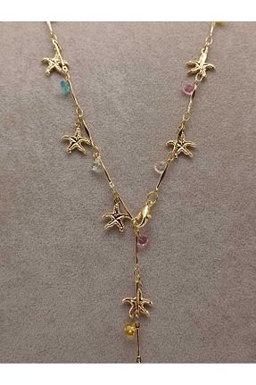گردنبند جواهر زرد زنانه برنجی TLSMACCESORIES - کد 948042332