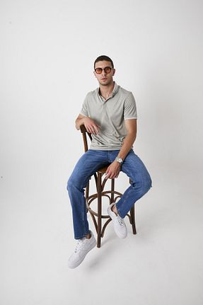 شلوار جین آبی مردانه پاچه پهن DAMGA JEANS - کد 948064543