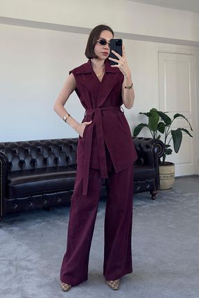 ست بالاتنه و پائین تنه زرشکی زنانه بافتنی Swass - کد 948410446