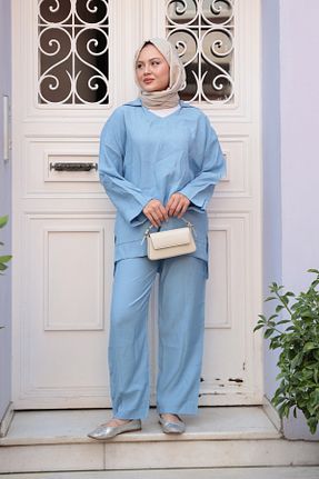 ست بالاتنه و پائین تنه آبی زنانه بافتنی LOCCO - کد 948428743