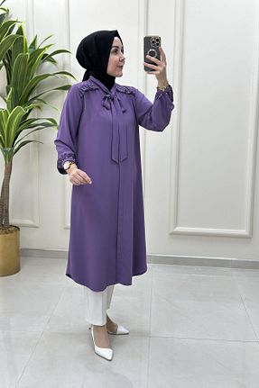 تونیک حجاب بنفش زنانه پنبه پلی استر Alesya - کد 948745004
