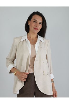 کت بژ زنانه اورسایز Perzoni - کد 948493457