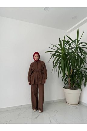 ست بالاتنه و پائین تنه قهوه ای زنانه بافتنی Ketche - کد 948482289