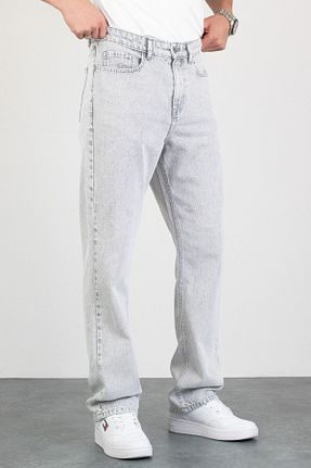 شلوار جین طوسی مردانه پاچه لوله تفنگی HLT JEANS - کد 948482784